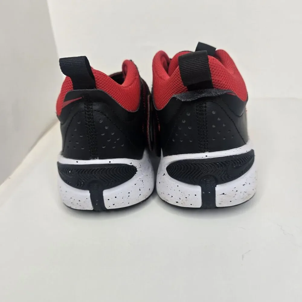 Nike Kids' 5Y Team Hustle D 11 Basketball Shoes Hook & Loop Strap Black Red